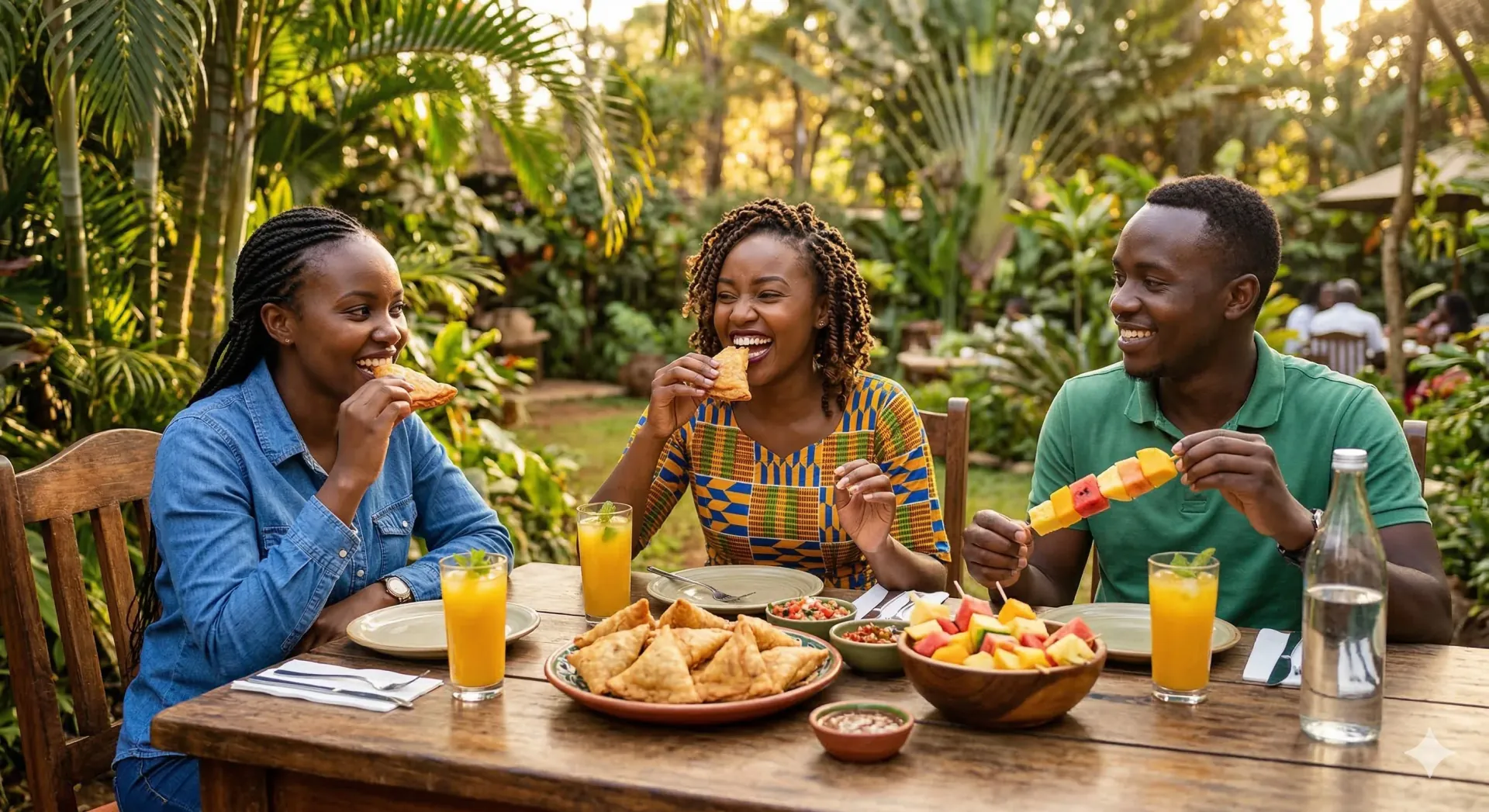 Elite garden party catering setup in Karen Nairobi with elegant buffet and professional staff